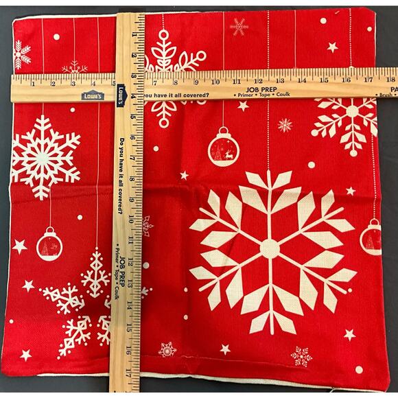 Holiday Winter Pillow Bench Pillow Covers Red Set of 4 New Cases COVER ONLY - Picture 7 of 9